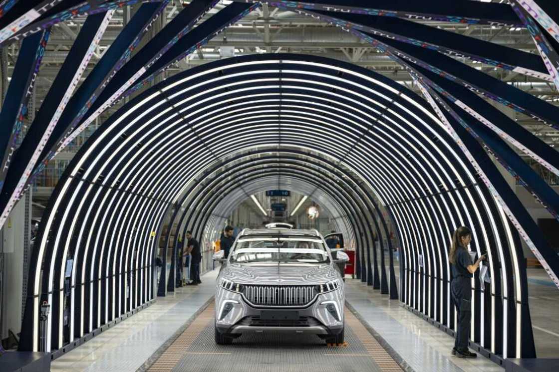 A Togg electric car rolling off the assembly line in Gemlik near Bursa in western Turkey