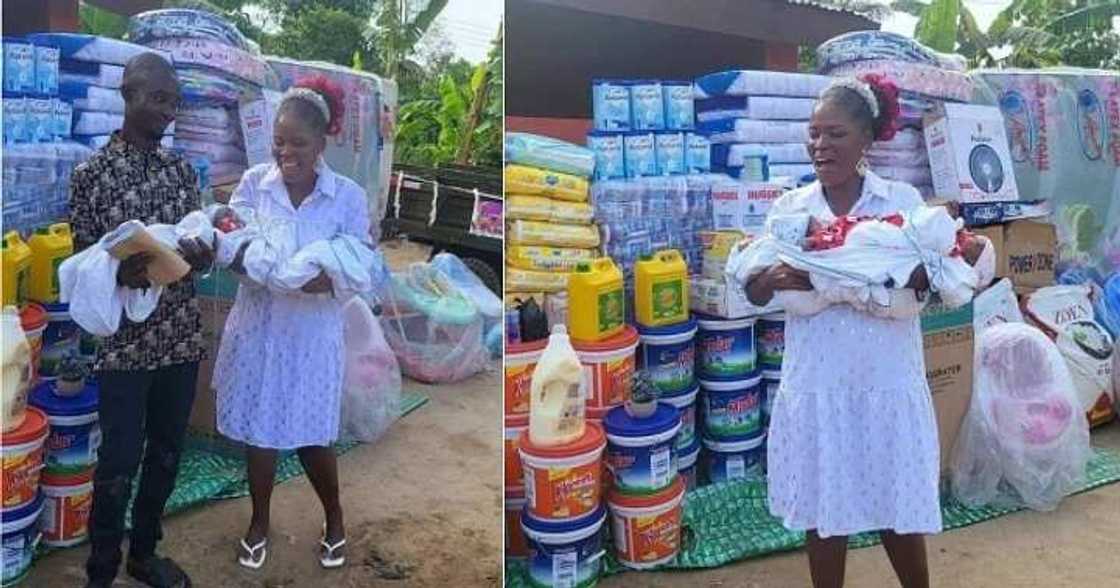 Blind mum of triplets receives gifts Blind mum of triplets receives gifts