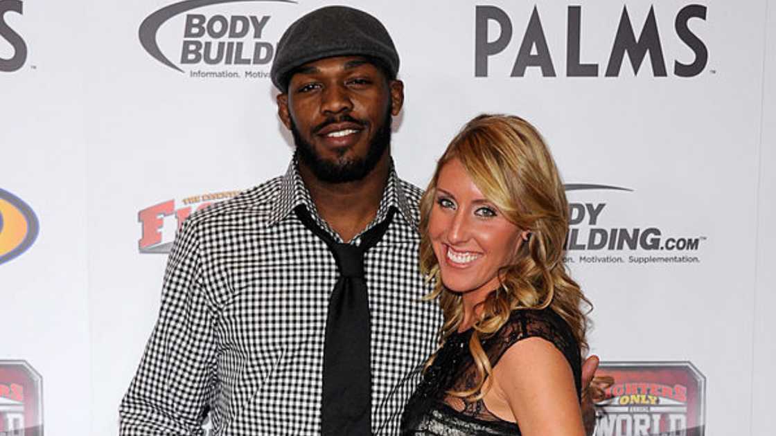 Jon Jones and fiancee Jessie Moses at the Palms Casino Resort in Las Vegas, Nevada.