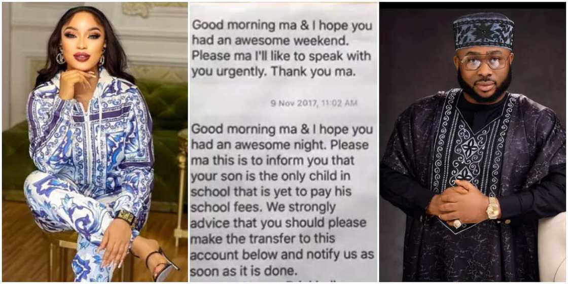 Tonto Dikeh, letter from Tonto Dikeh's son's school about fees payment, Churchill Olakunle Tonto Dikeh, letter from Tonto Dikeh's son's school about fees payment, Churchill Olakunle