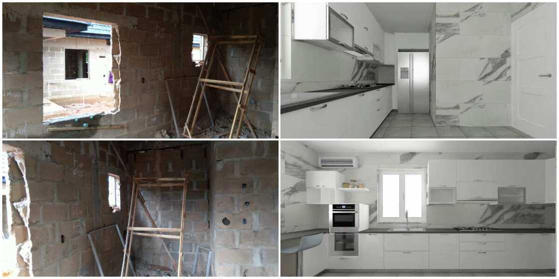 Nigerian Man Transforms Dirty Uncompleted Room into a Beautiful Kitchen, Photos of Its Tasteful Look Wow Many Nigerian Man Transforms Dirty Uncompleted Room into a Beautiful Kitchen, Photos of Its Tasteful Look Wow Many