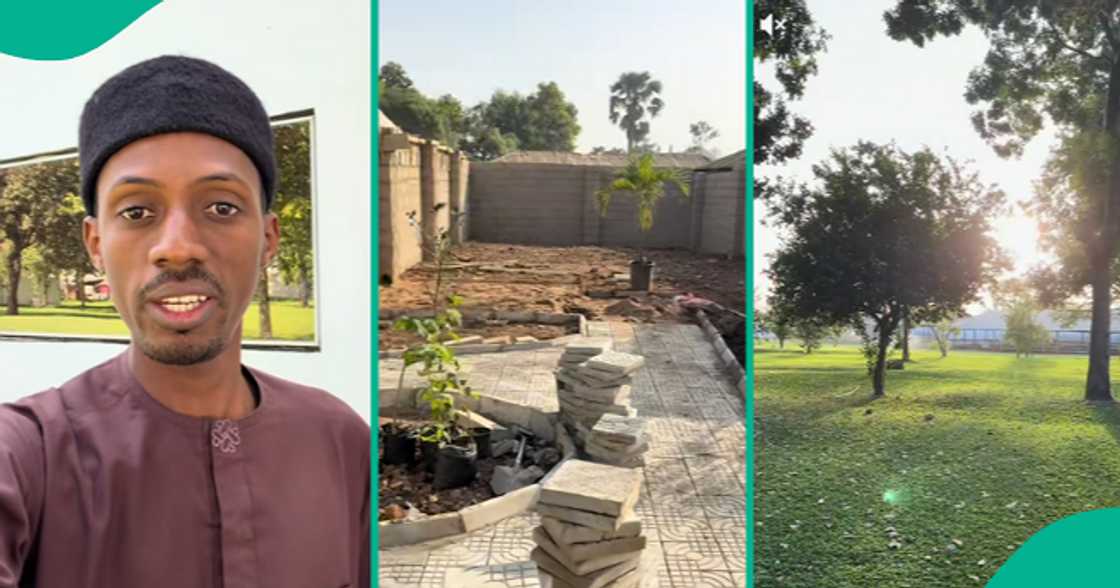Nigerian man acquires large plot of land land to make a garden for his wife. Nigerian man acquires large plot of land land to make a garden for his wife.