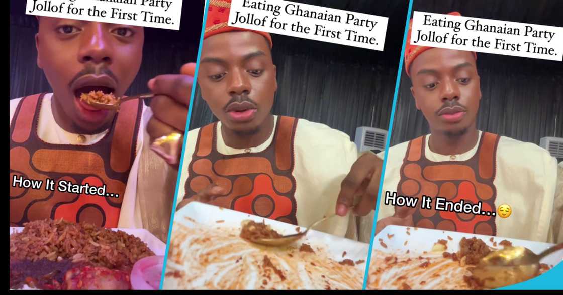 Nigerian influencer Enioluwa ate Ghanaian jollof rice at Moses Bliss and Marie Wiseborn's wedding