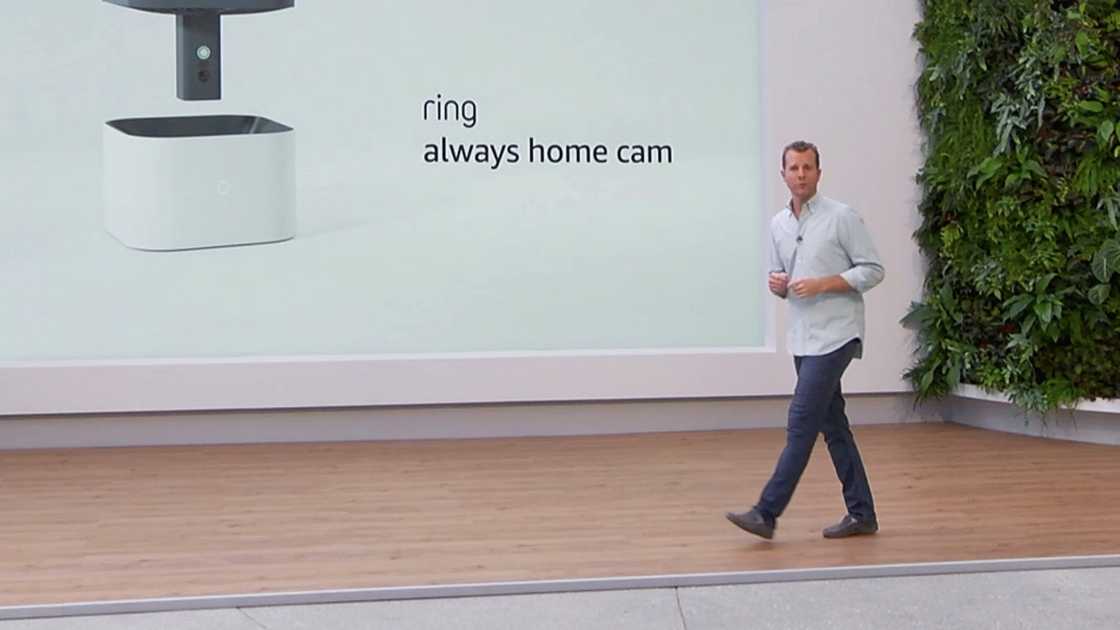 Jamie Siminoff pictured while introducing Ring: Always Home Cam during Amazon Devices and Services Announcement.