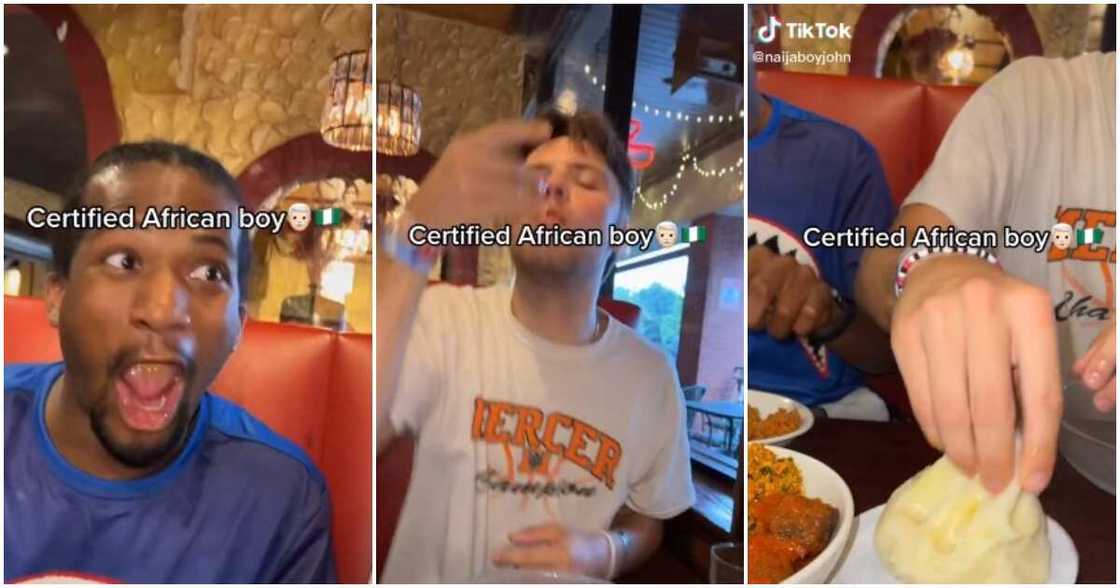 Oyinbo man and fufu, Oyinbo man enjoys swallow, Oyinbo eats African food Oyinbo man and fufu, Oyinbo man enjoys swallow, Oyinbo eats African food