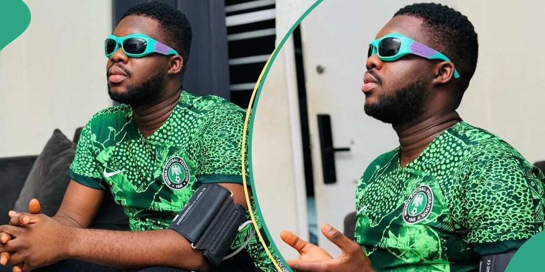 Cute Abiola checks blood pressure before AFCON match.