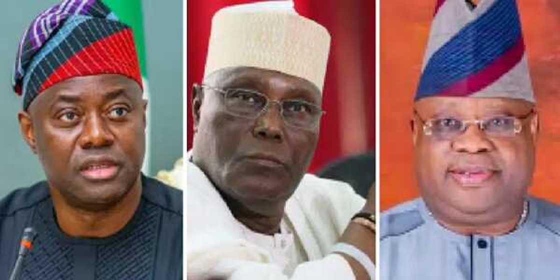 Gwamna Makinde, Atiku da Adeleke. Gwamna Makinde, Atiku da Adeleke.