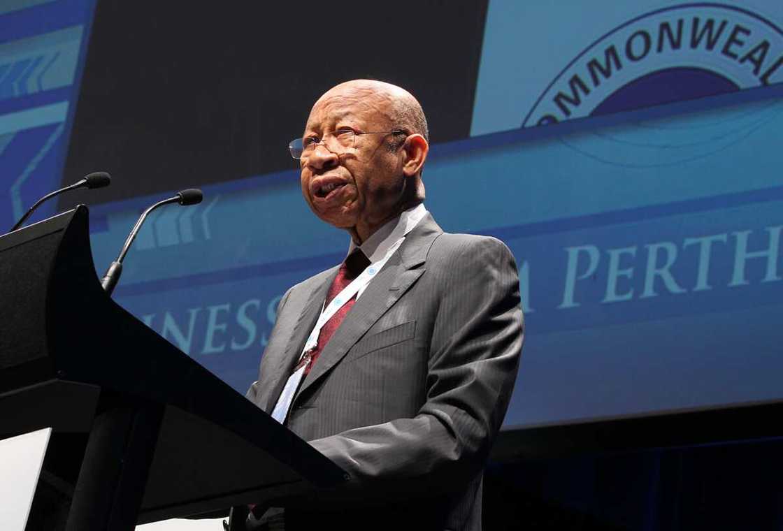 Pascal Dozie, co-chairman of the Commonwealth Business Council, addresses the opening ceremony of the Commonwealth Business Forum in Perth