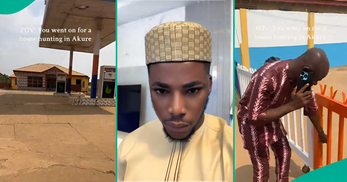 Man surprised as agent shows him house inside filling station Man surprised as agent shows him house inside filling station