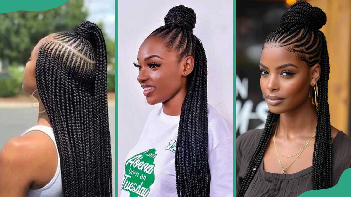 Half cornrows and bun Half cornrows and bun