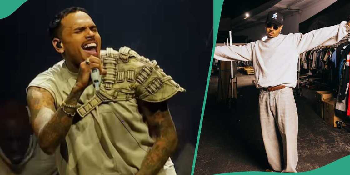 Video of Chris Brown performing his new song using Yoruba and Pidgin.