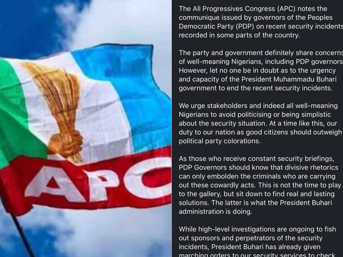 Rashin Tsaro: APC Ta Maida Zazzafan Martani Ga Gwamnonin PDP Rashin Tsaro: APC Ta Maida Zazzafan Martani Ga Gwamnonin PDP