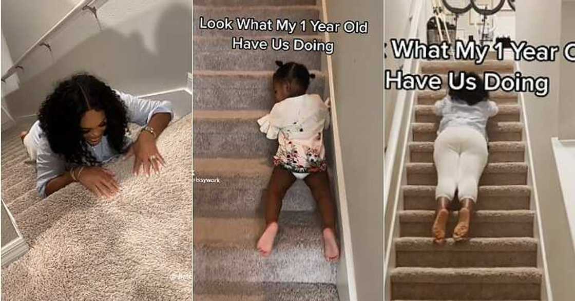 Mum slides down stairs, funny video Mum slides down stairs, funny video