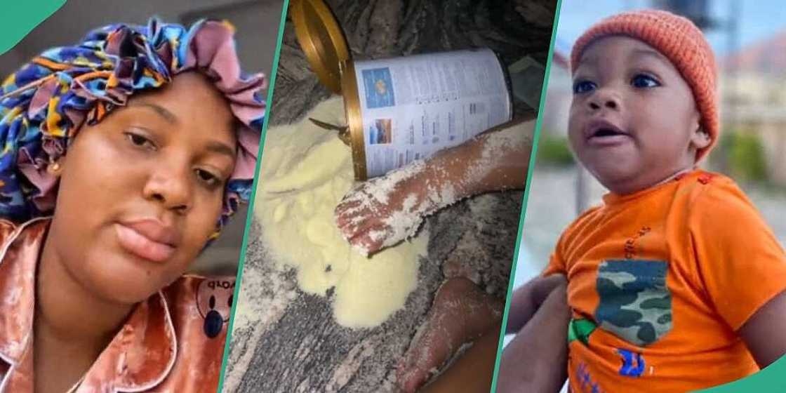 Little boy wastes N27,000 milk Little boy wastes N27,000 milk