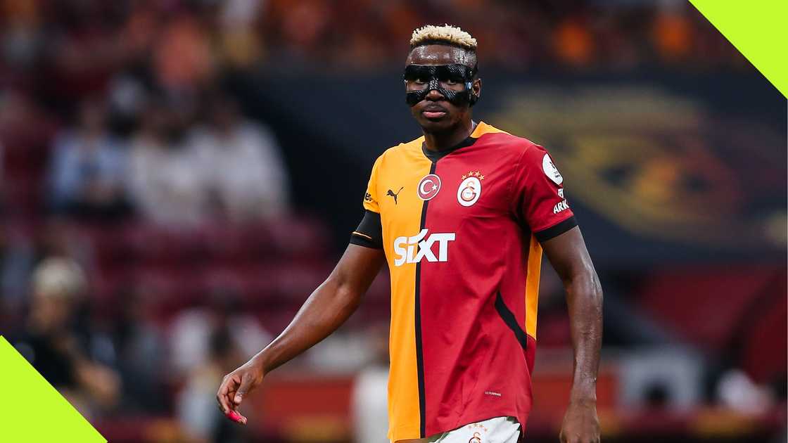 Victor Osimhen during his Galatasaray debut against Rizespor at the RAMS Park. Victor Osimhen during his Galatasaray debut against Rizespor at the RAMS Park.