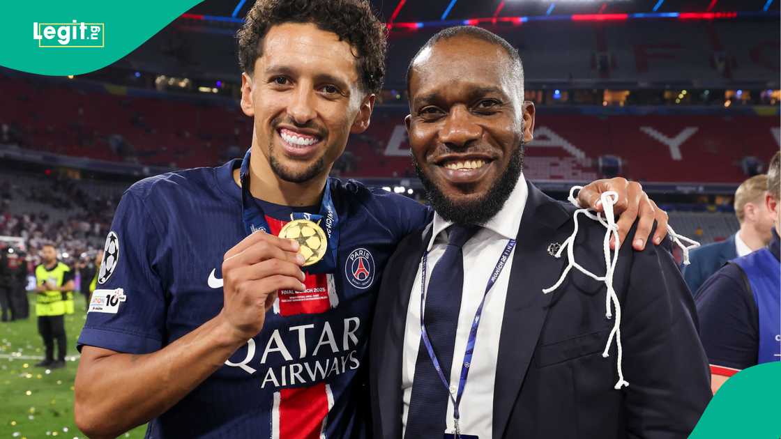 Marquinhos, Austin Jay-Jay Okocha, Paris Saint-Germain, Inter Milan, Allianz Arena, Munich, Germany, UEFA Champions League. Marquinhos, Austin Jay-Jay Okocha, Paris Saint-Germain, Inter Milan, Allianz Arena, Munich, Germany, UEFA Champions League.