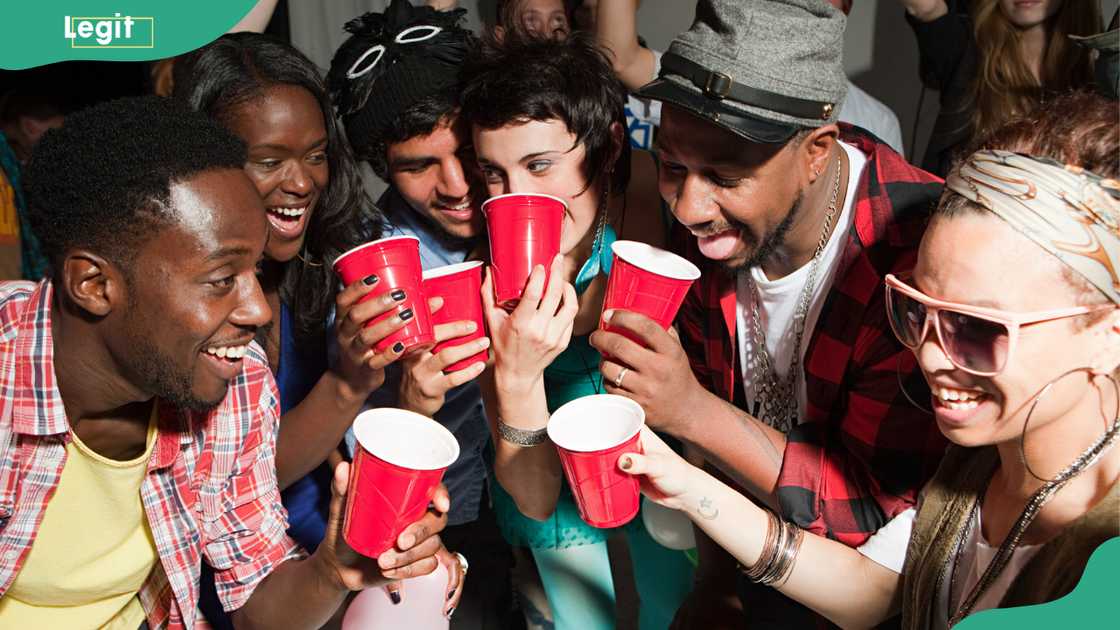 Young people with red plastic cups