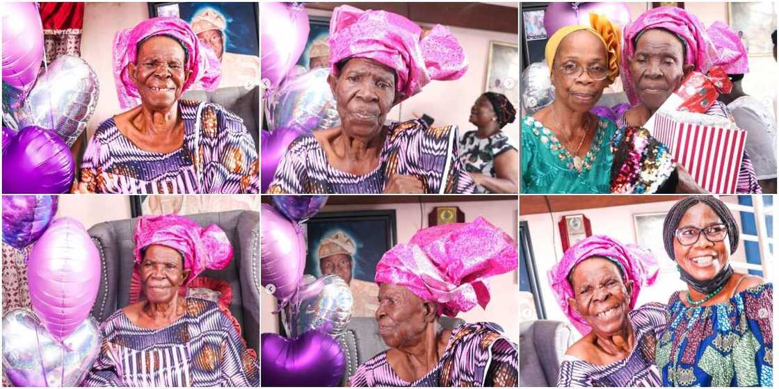 The grandmother was elated when her kids and grandkids surprised her on her 90th birthday The grandmother was elated when her kids and grandkids surprised her on her 90th birthday