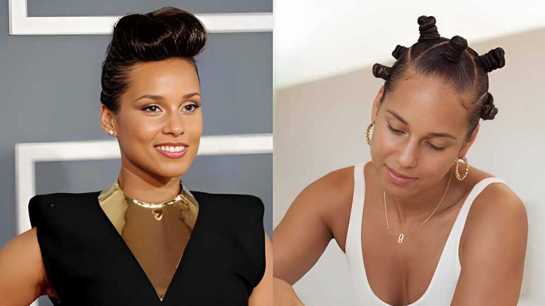Alicia Keys' Mohawk and Bantu knots hairstyles Alicia Keys' Mohawk and Bantu knots hairstyles