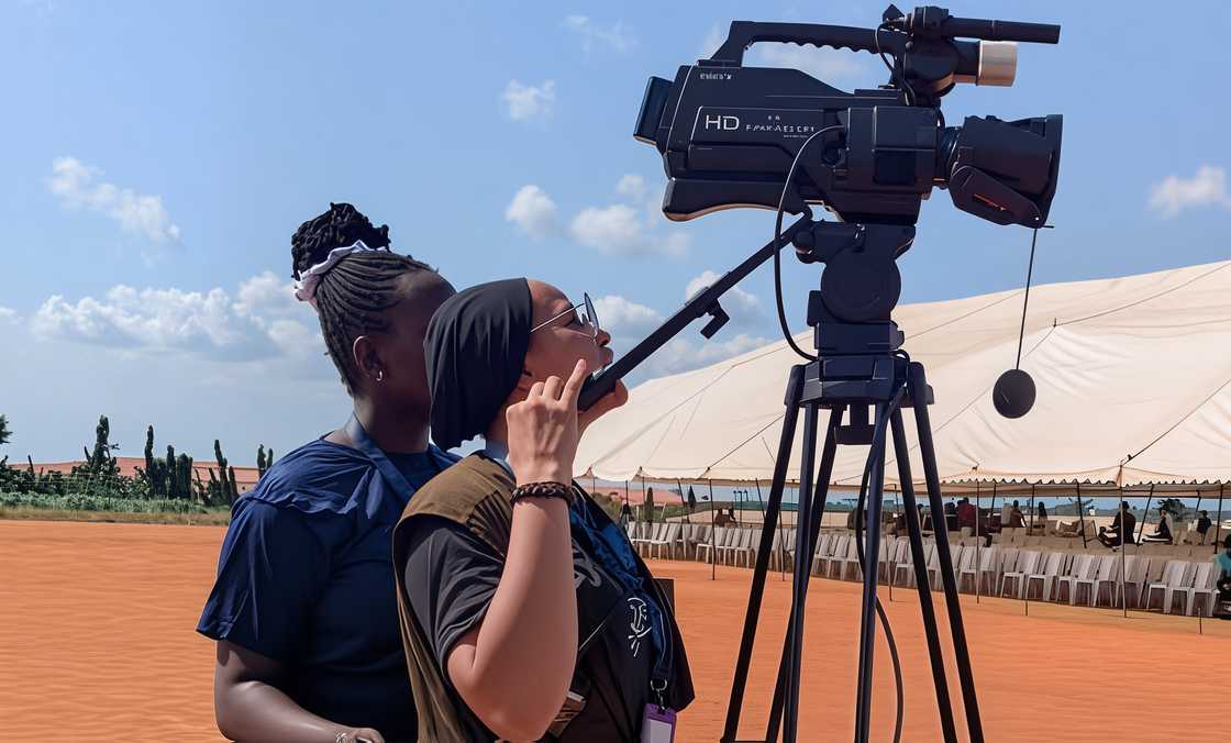 Caleb University students operate media equipment Caleb University students operate media equipment