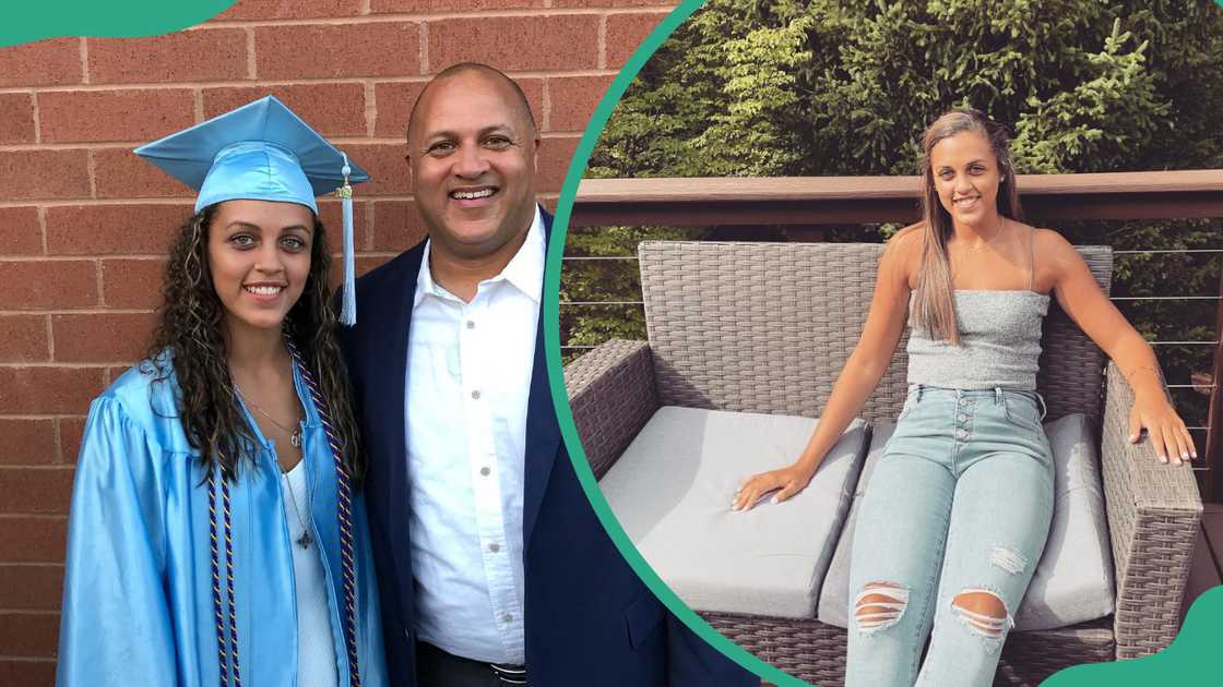 Gabbie and her dad at her graduation (L) and enjoying nice moments outside (R) Gabbie and her dad at her graduation (L) and enjoying nice moments outside (R)