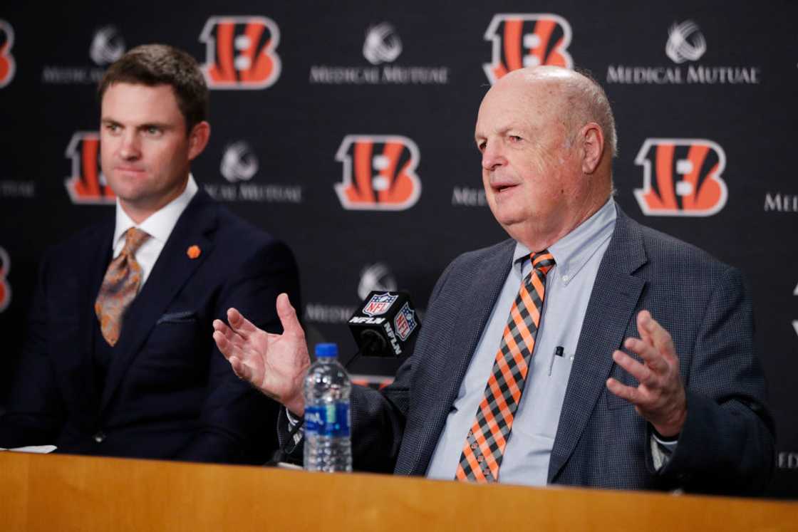 Cincinnati Bengals owner Mike Brown speaks to the media