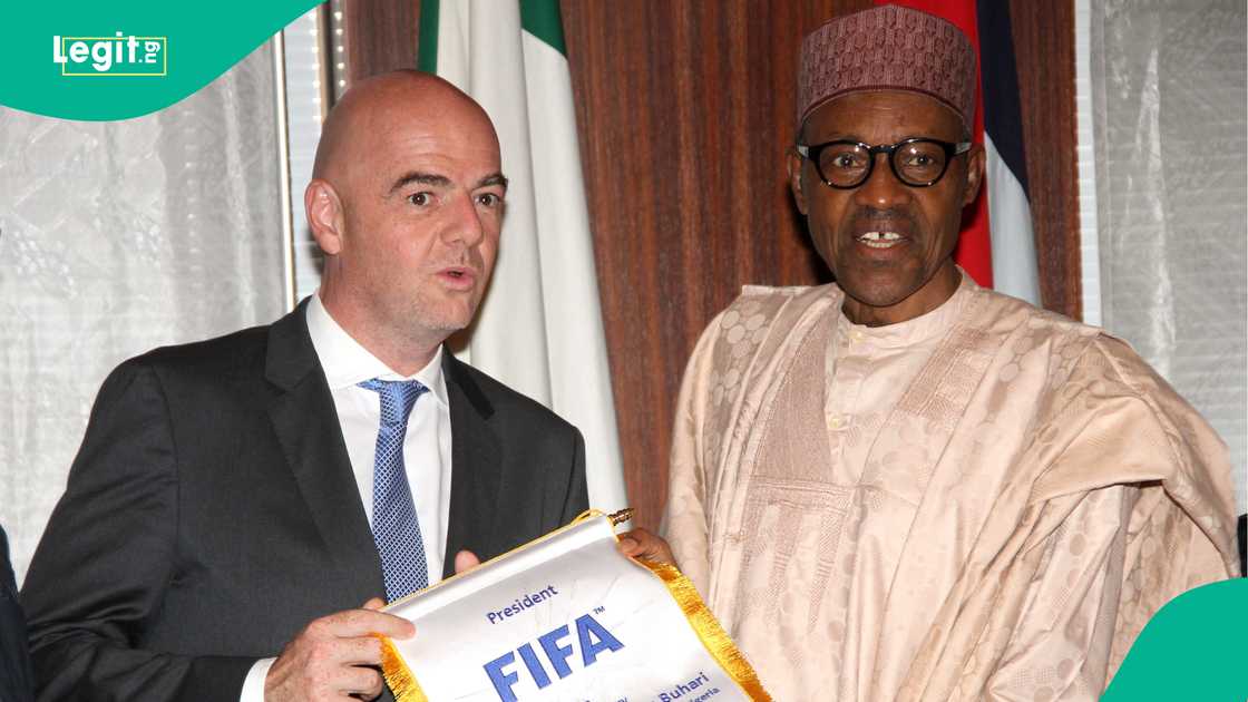 Gianni Infantino, Muhammadu Buhari, FIFA, Abuja, Nigeria. Gianni Infantino, Muhammadu Buhari, FIFA, Abuja, Nigeria.