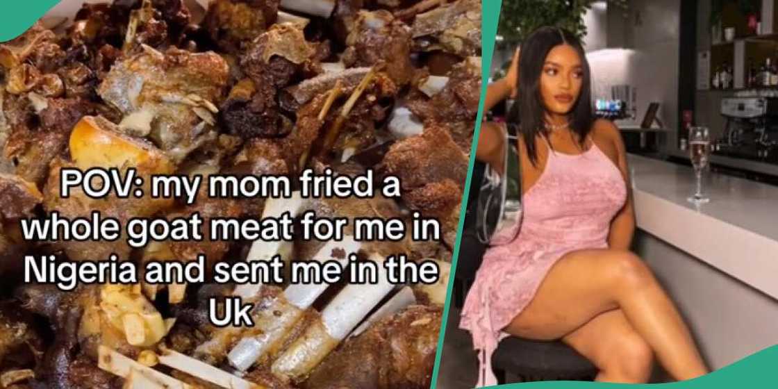 The lady was excited about the meat. The lady was excited about the meat.