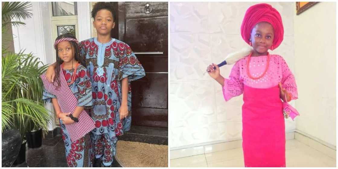 Photos of Peter Psquare's kids and Osas Ighodaro's daughter.