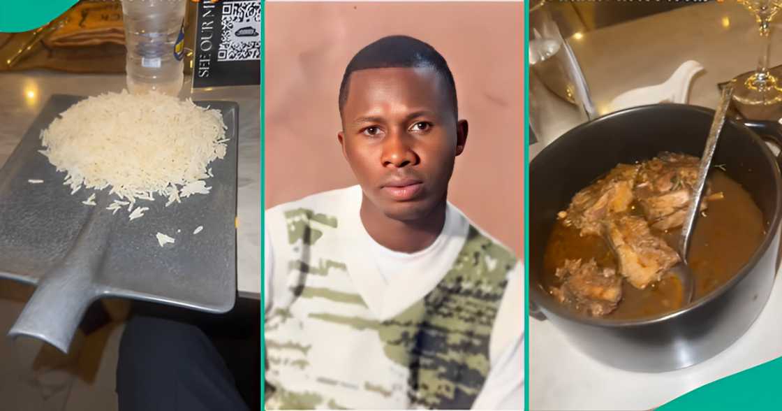 Nigerian Man Shares Video as Restaurant Serves Him Rice on a Shovel