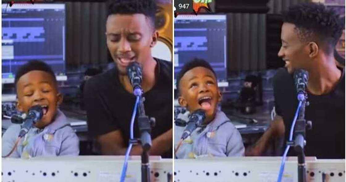 Little boy sings with dad, father and son, amazing voice, stuck on you Little boy sings with dad, father and son, amazing voice, stuck on you