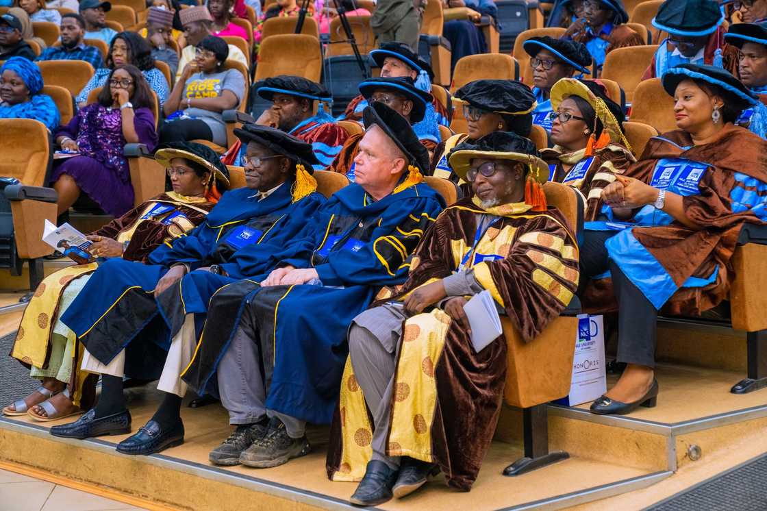 Nile University graduate students seated during their graduation