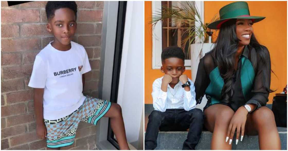 Nigerian singer Tiwa Savage and her son Jamil