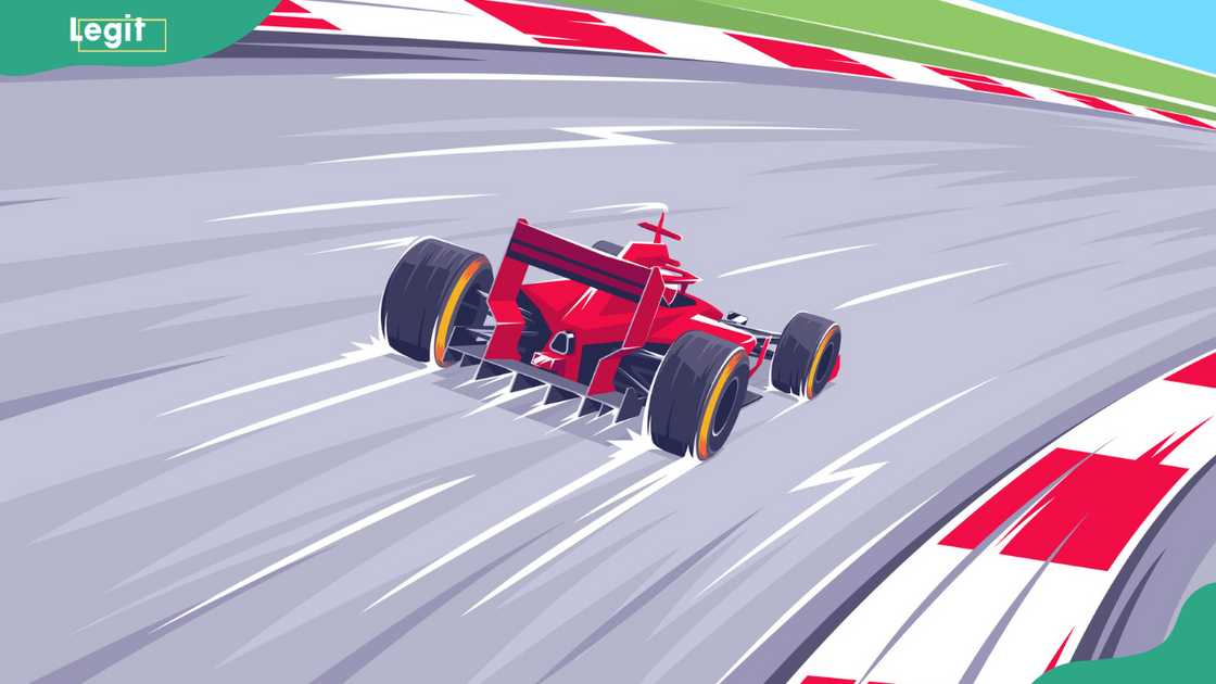 Racing at high speeds open-wheel single-seater car Racing at high speeds open-wheel single-seater car