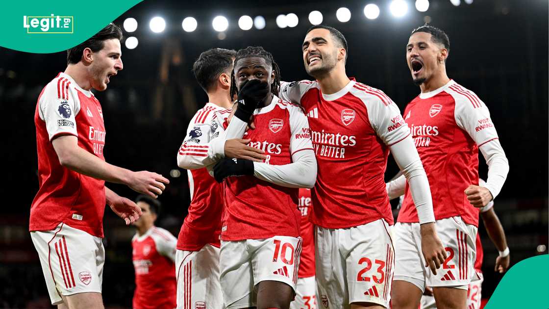 Declan Rice, Eberechi Eze, William Saliba, Mikel Merino, Arsenal, Tottenham, London, Premier League.