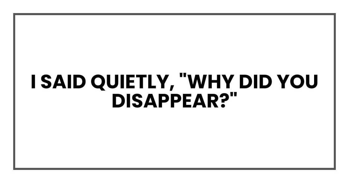 I said quietly, "why did you disappear?" I said quietly, "why did you disappear?"