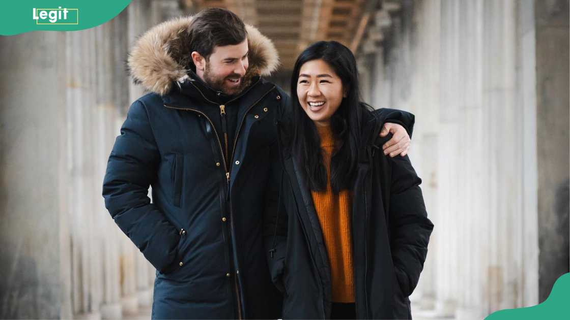 Khani and Matt walking side by side Khani and Matt walking side by side