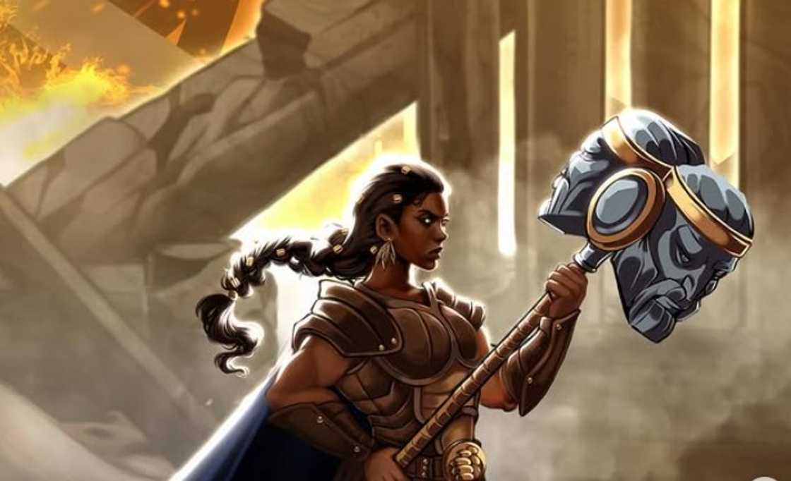 Genasi barbarian of DnD holding a double masked rod Genasi barbarian of DnD holding a double masked rod