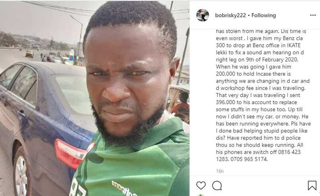 Bobrisky’s driver absconds with car Bobrisky’s driver absconds with car