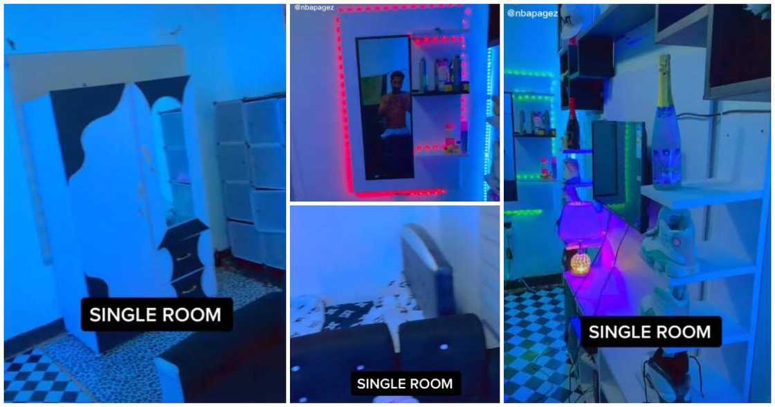 Single room, one room, interior of one room apartment, many lighting, club Single room, one room, interior of one room apartment, many lighting, club