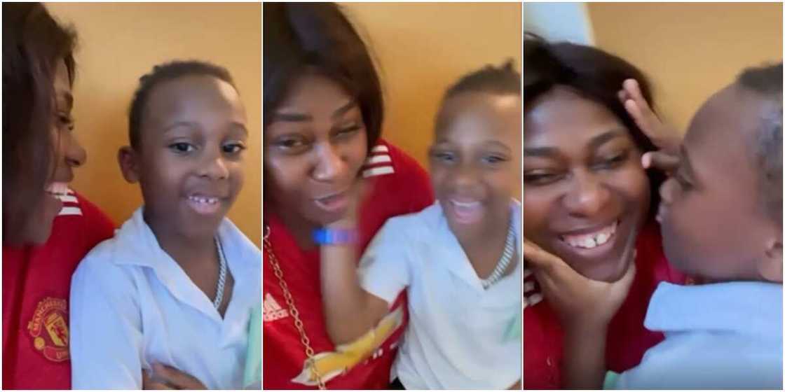 Uche Jombo and her son Uche Jombo and her son