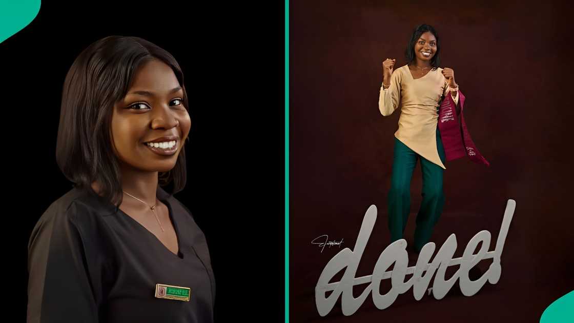 A Nigerian lady celebrates as she finally bags a degree in her dream course. A Nigerian lady celebrates as she finally bags a degree in her dream course.