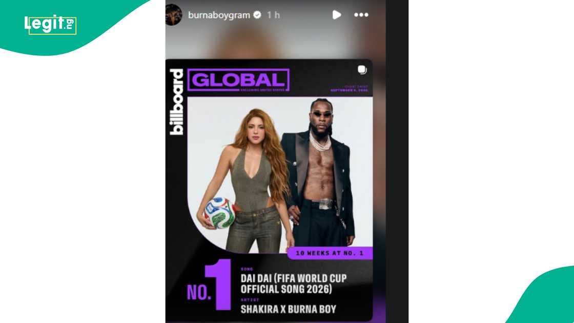 Billboard drops fresh update about Burna Boy and Shakira's Dai Dai song.
