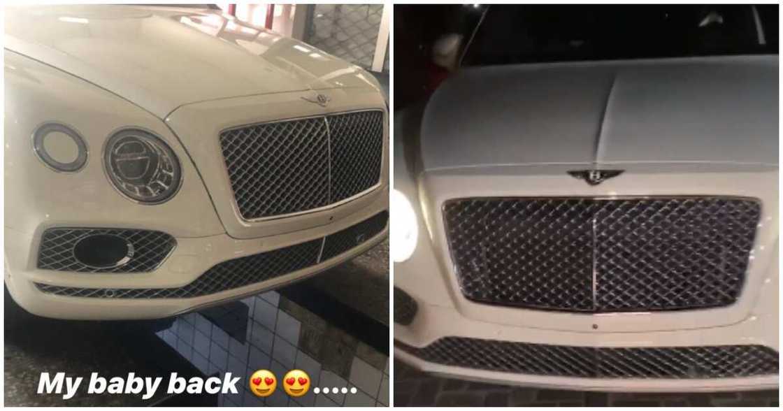 Davido's multimillionaire Bentley back home after getting repaired (photos) Davido's multimillionaire Bentley back home after getting repaired (photos)