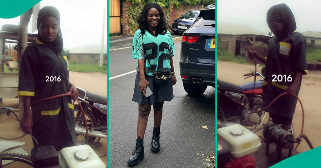 Lady Who Worked As Vulcanizer in Nigeria Relocates Abroad, Shares Throwback Photos