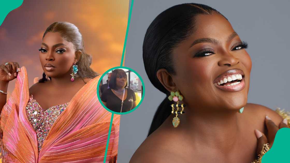 Funke Akindele trends over a moment with her fan during Behind the Scenes meet and greet. Funke Akindele trends over a moment with her fan during Behind the Scenes meet and greet.