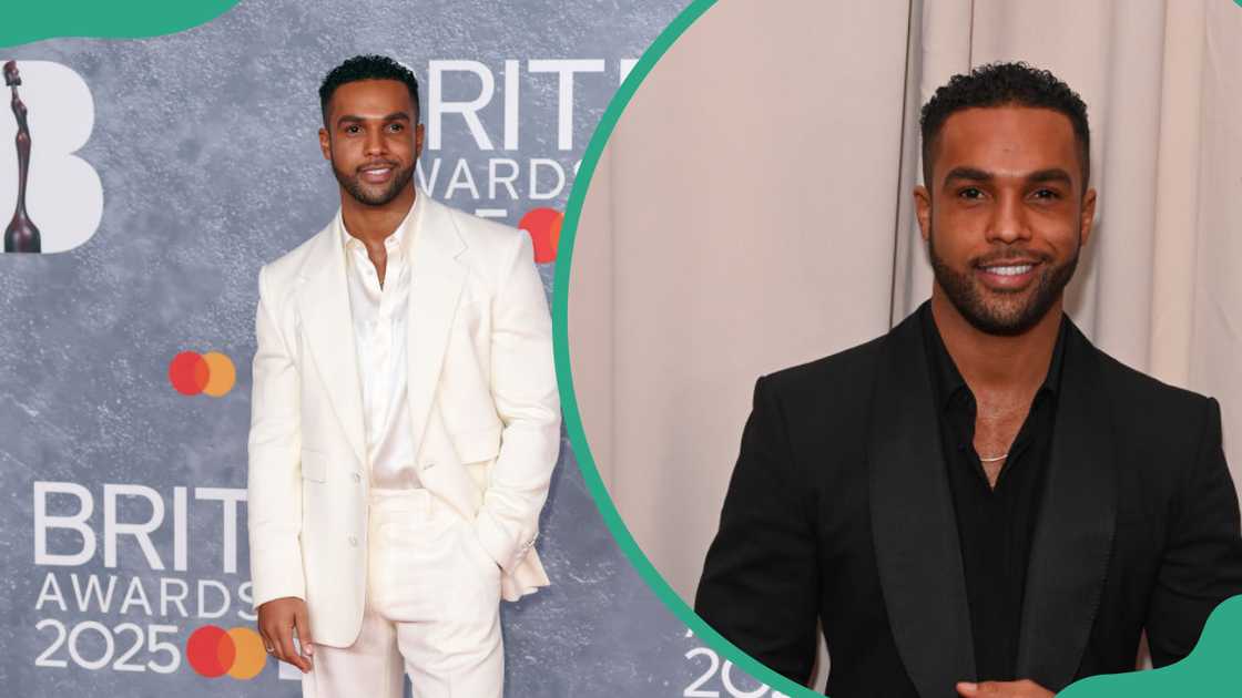 Lucien Laviscount at Intercontinental Hotel in London, England (L). Lucien Laviscount at Tramp in London, England (R)