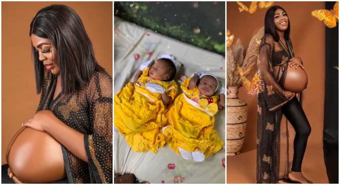 Photos of black mum flaunting her baby bump and her twin babies. Photos of black mum flaunting her baby bump and her twin babies.