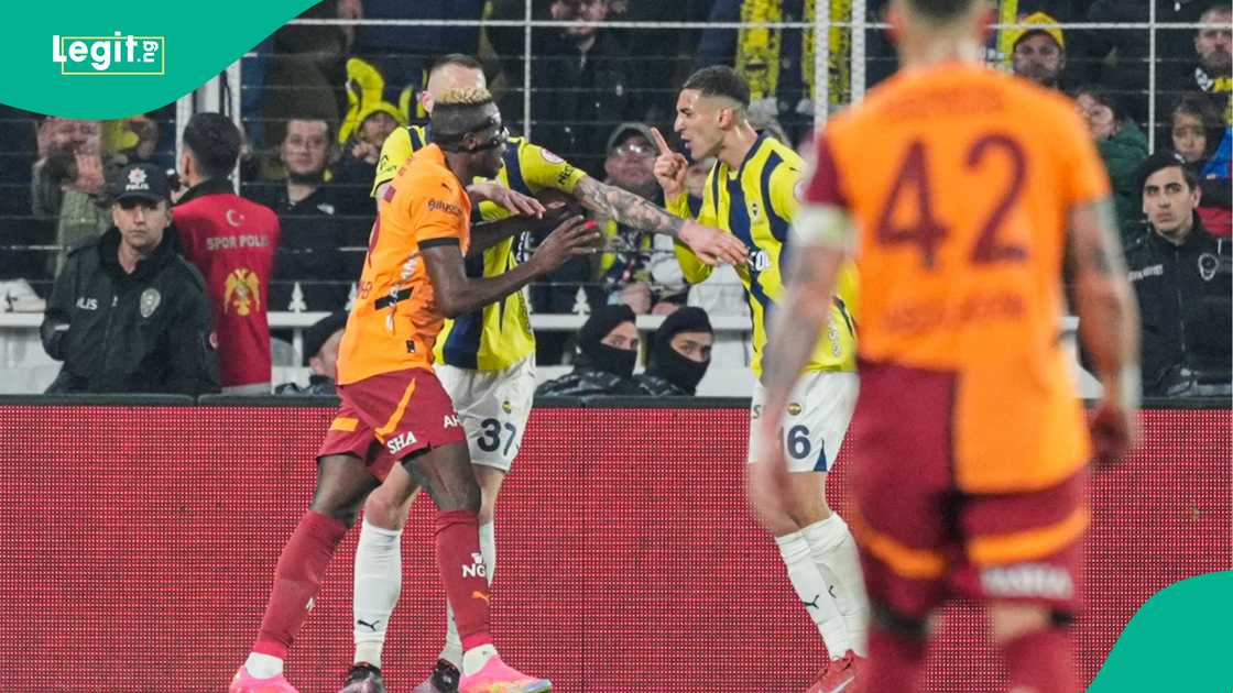 Victor Osimhen, Mert Muldur, Milan Skriniar, Abdekarim Badarcki, Galatasaray, Fenerbahce, Ulker Stadium, Kadikoy, Istanbul, Turkiye, Turkish Cup. Victor Osimhen, Mert Muldur, Milan Skriniar, Abdekarim Badarcki, Galatasaray, Fenerbahce, Ulker Stadium, Kadikoy, Istanbul, Turkiye, Turkish Cup.