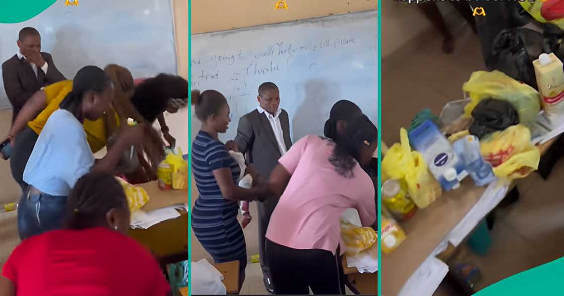 Lecturer gets emotional as students give him gifts in class